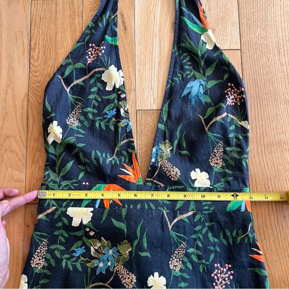 LPA Revolve Tropical Paradise Printed Linen Halter High Low Ruffle Dress Size S - Picture 4 of 9